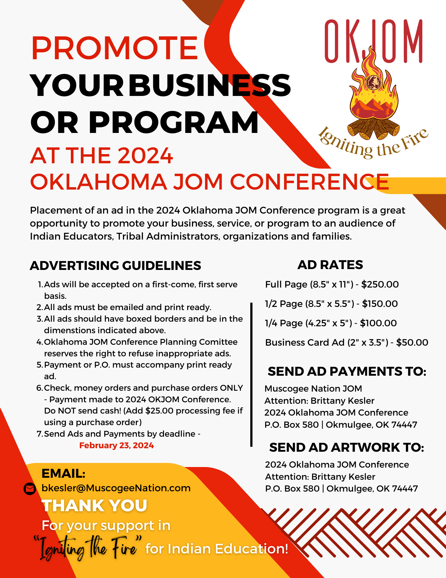 Promote Your Business or Program at 2024 JOM Conference The Muscogee